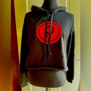 Pure Barre Black Lightweight Cropped Hoodie with Circle P Logo- New, with tags